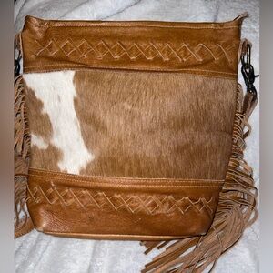 Myra bag with leather and hair and fringe detailing